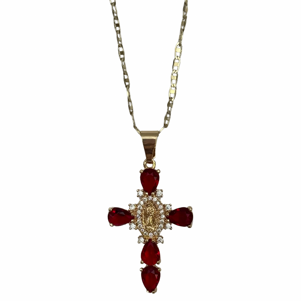 Virgincita Red Cross Necklace